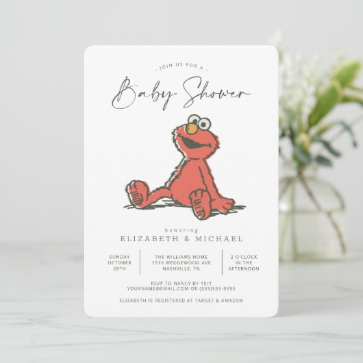 Sesamstraat  Elmo Baby shower Kaart (Staand voorkant)