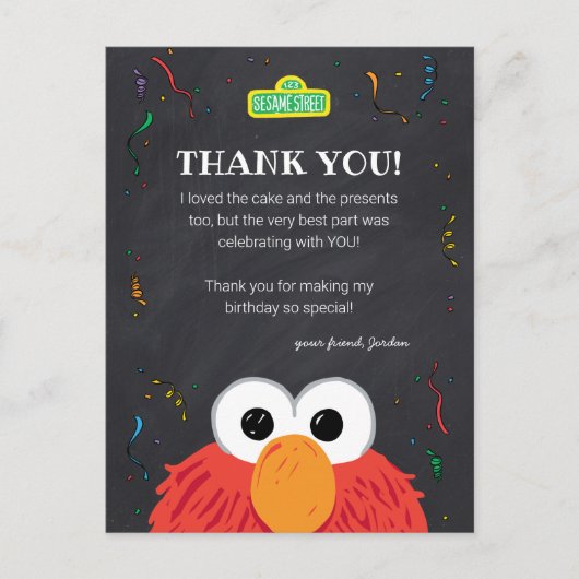 Sesamstraat | Elmo Birthday Chalkboard Hartelijk d Briefkaart (Voorkant)