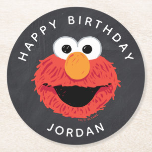 Sesamstraat   Elmo Birthday Chalkboard Ronde Kartonnen Onderzetter