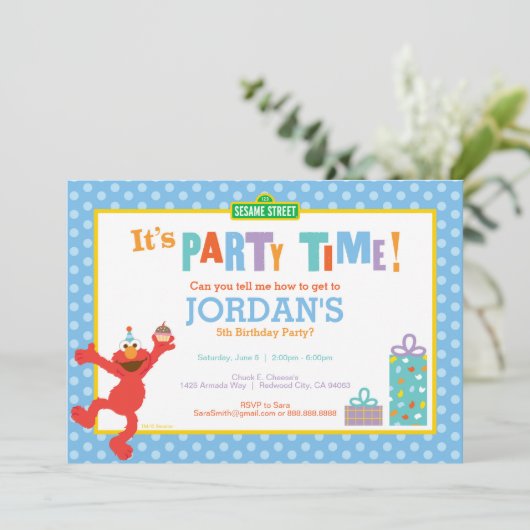 Sesamstraat | Elmo - Birthday Cupcake Invitation Kaart (Staand voorkant)