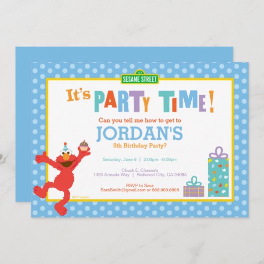 Sesamstraat | Elmo - Birthday Cupcake Invitation Kaart (Voorkant / Achterkant)