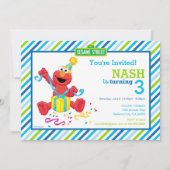 Sesamstraat | Elmo - Boys Birthday Striped Invit Kaart (Voorkant)