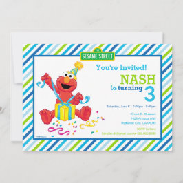 Sesamstraat | Elmo - Boys Birthday Striped Invit Kaart