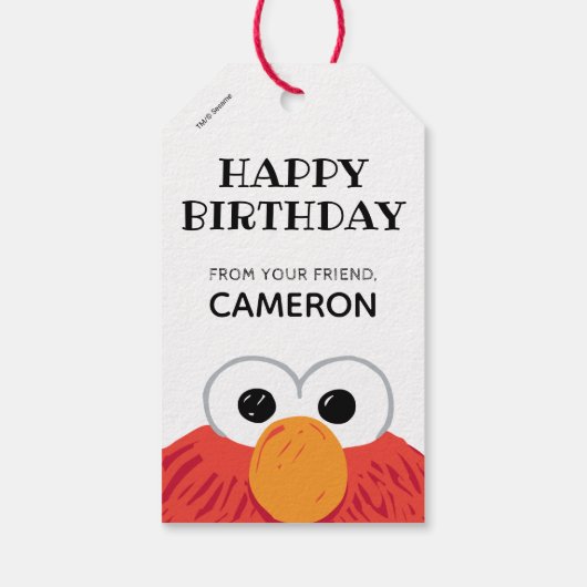 Sesamstraat Elmo Chalkboard Gelukkige Verjaardag V Cadeaulabel (Achterkant)