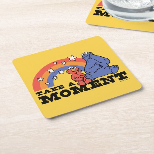 Sesamstraat | Elmo & Cookie Neem even de tijd Kartonnen Onderzetters (Schuin)