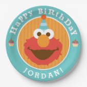 Sesamstraat | Elmo - Cupcake & Confetti Birthday Papieren Bordje (Voorkant)