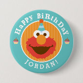 Sesamstraat | Elmo - Cupcake & Confetti Birthday Ronde Button 7,6 Cm (Voorkant)