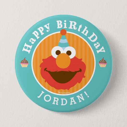 Sesamstraat | Elmo - Cupcake & Confetti Birthday Ronde Button 7,6 Cm (Voorkant)