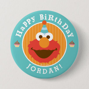 Sesamstraat   Elmo - Cupcake & Confetti Birthday Ronde Button 7,6 Cm