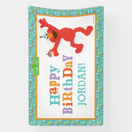 Sesamstraat | Elmo - Cupcake & Confetti Birthday Spandoek (Verticaal)