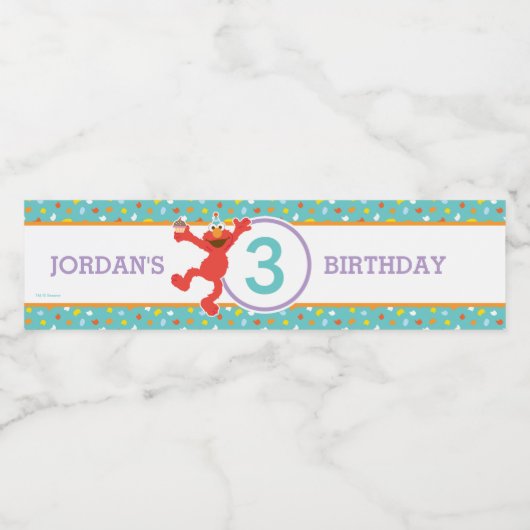 Sesamstraat | Elmo - Cupcake & Confetti Birthday Waterfles Etiket (Enkel label)