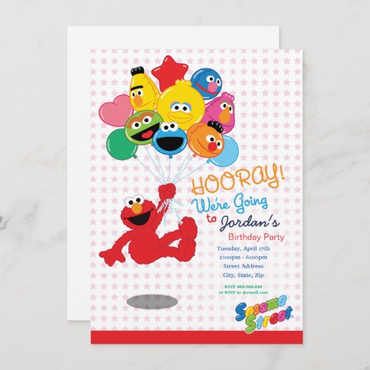 Sesamstraat | Elmo en Pals - Birthday-ballonnen Kaart (Voorkant / Achterkant)