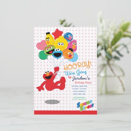 Sesamstraat | Elmo en Pals - Birthday-ballonnen Kaart (Staand voorkant)