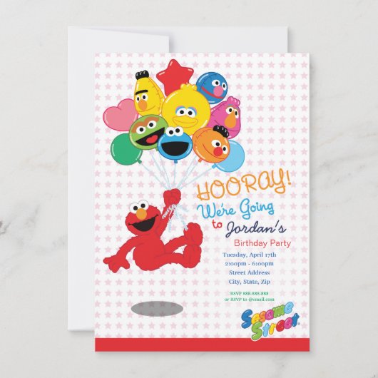 Sesamstraat | Elmo en Pals - Birthday-ballonnen Kaart (Voorkant)