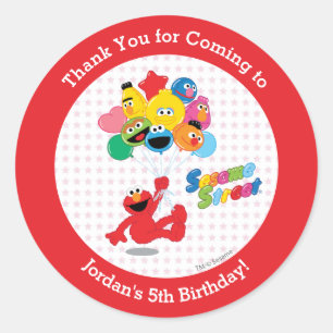 Sesamstraat   Elmo en Pals - Birthday-ballonnen Ronde Sticker