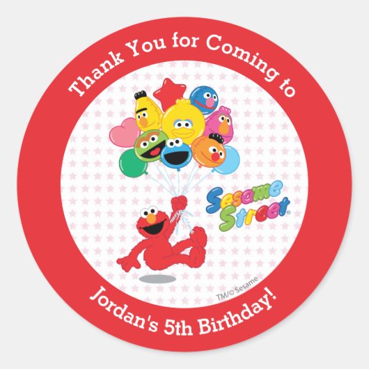 Sesamstraat | Elmo en Pals - Birthday-ballonnen Ronde Sticker (Voorkant)