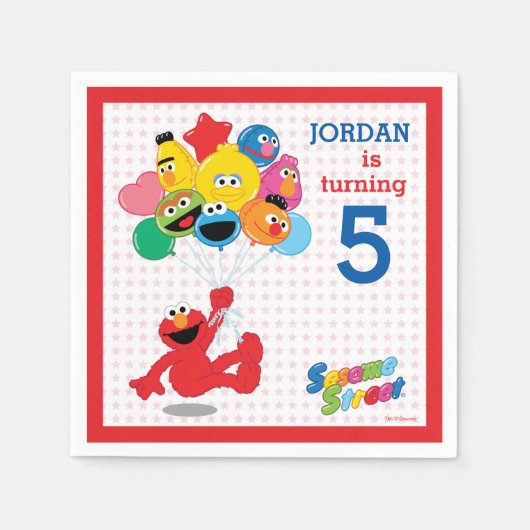 Sesamstraat | Elmo en Pals - Birthday-ballonnen Servetten (Voorkant)