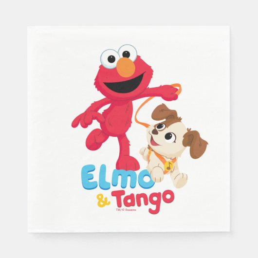 Sesamstraat | Elmo en Tango aan het werk Servet (Voorkant)