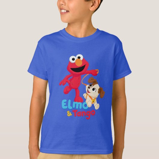 Sesamstraat | Elmo en Tango aan het werk T-shirt (Voorkant)