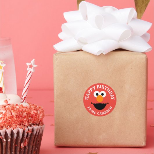 Sesamstraat Elmo Face | Happy Birthday Gift Label (Feest)