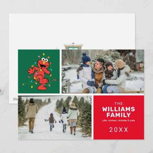 Sesamstraat | Elmo Family Photo Holiday Feestdagenkaart (Voorkant / Achterkant)