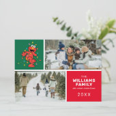 Sesamstraat | Elmo Family Photo Holiday Feestdagenkaart (Staand voorkant)