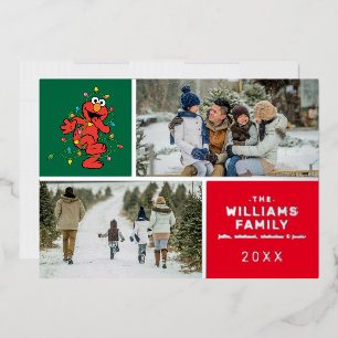 Sesamstraat   Elmo Family Photo Holiday Folie Feestdagenkaart