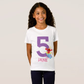 Sesamstraat | Elmo Girl's 5e verjaardag T-shirt (Voorkant volledig)