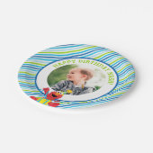 Sesamstraat | Elmo - Jongens verjaardag gestreept Papieren Bordje (Gekanteld)