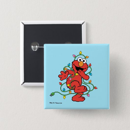 Sesamstraat | Elmo-kerstlampjes Vierkante Button 5,1 Cm (Voorkant /achterkant)