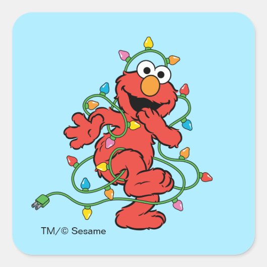 Sesamstraat | Elmo-kerstlampjes Vierkante Sticker (Voorkant)