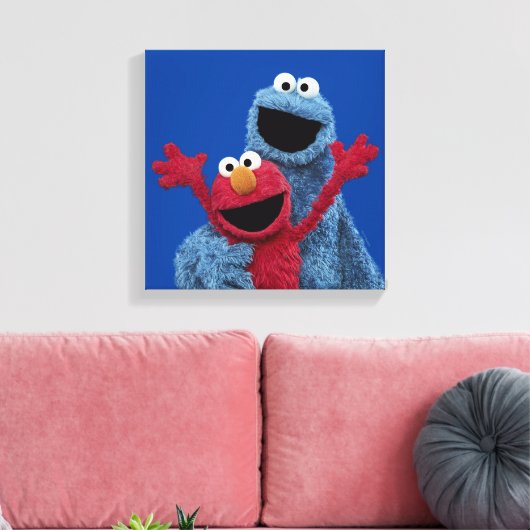 Sesamstraat | Elmo & Koekjesmonster Canvas Afdruk (Insitu (Woonkamer))