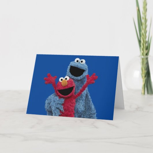 Sesamstraat | Elmo & Koekjesmonster Feestdagen Kaart (Voorkant)