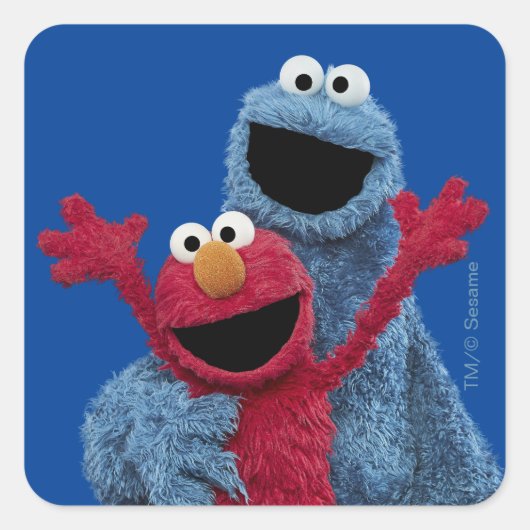 Sesamstraat | Elmo & Koekjesmonster Vierkante Sticker (Voorkant)