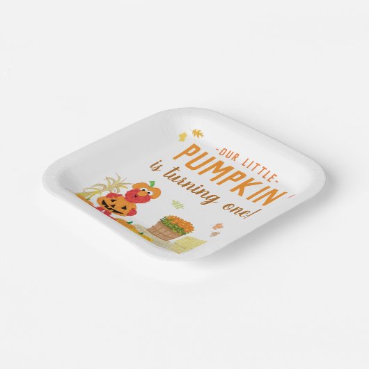 Sesamstraat Elmo Little Pumpkin eerste verjaardag Papieren Bordje (Gebogen)