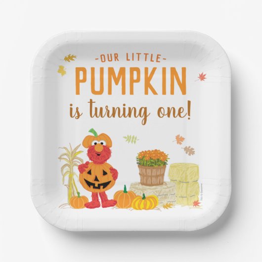 Sesamstraat Elmo Little Pumpkin eerste verjaardag Papieren Bordje (Voorkant)