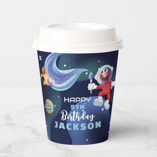 Sesamstraat | Elmo Outer Space Happy Birthday Papieren Bekers (Voorkant)