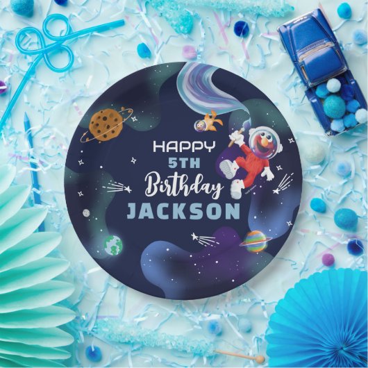 Sesamstraat | Elmo Outer Space Happy Birthday Papieren Bordje (Feest)