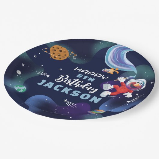 Sesamstraat | Elmo Outer Space Happy Birthday Papieren Bordje (Gekanteld)