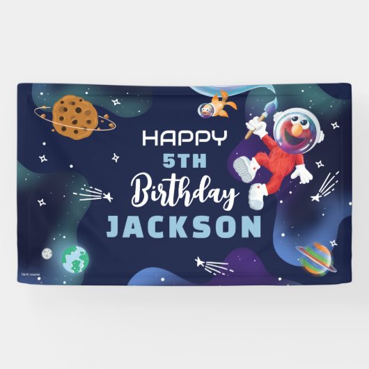Sesamstraat | Elmo Outer Space Happy Birthday Spandoek (Horizontaal)
