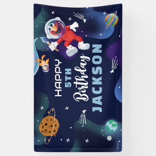 Sesamstraat | Elmo Outer Space Happy Birthday Spandoek (Verticaal)