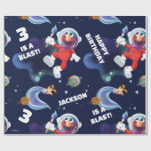 Sesamstraat Elmo Outer Space Verjaardagspatroon Cadeaupapier (Vlak)