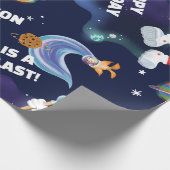 Sesamstraat Elmo Outer Space Verjaardagspatroon Cadeaupapier (Hoek)