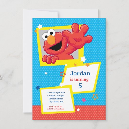 Sesamstraat | Elmo - Polka Dot & Stars Birthday Kaart (Voorkant)