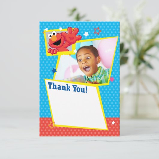 Sesamstraat | Elmo - Polka Dot & Stars Birthday Kaart (Staand voorkant)