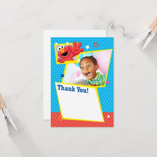 Sesamstraat | Elmo - Polka Dot & Stars Birthday Kaart (Voorkant / Achterkant in situ)