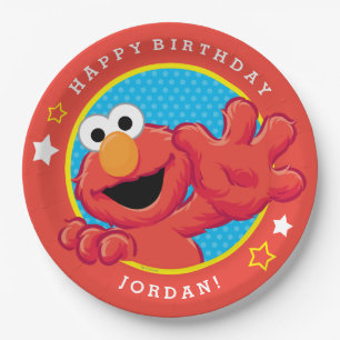 Sesamstraat Elmo - Polka Dot & Stars Birthday Papieren Bordje