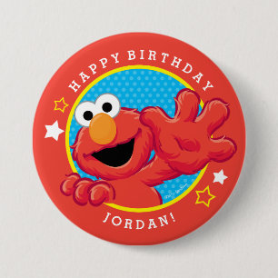 Sesamstraat Elmo - Polka Dot & Stars Birthday Ronde Button 7,6 Cm