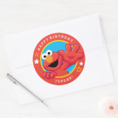 Sesamstraat | Elmo - Polka Dot & Stars Birthday Ronde Sticker (Envelop)