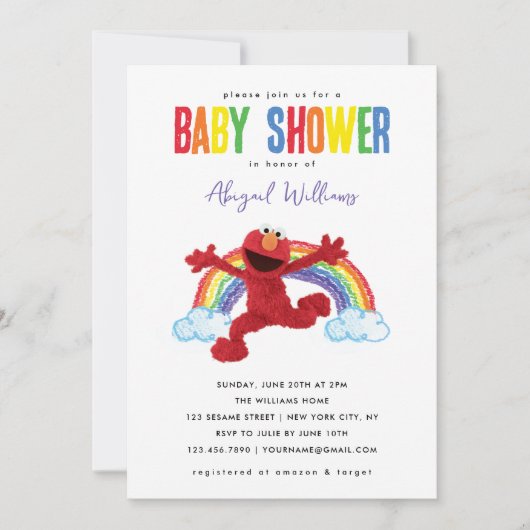 Sesamstraat - Elmo Rainbow Baby shower Kaart (Voorkant)
